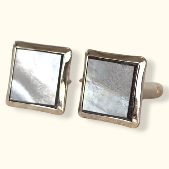 Vintage Square MOP Cufflinks - Picture 2 of 6